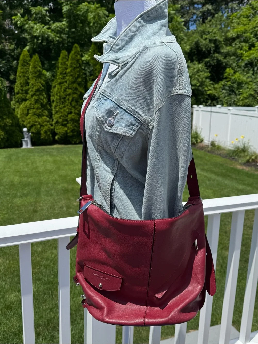 Marc Jacobs “The Sling” Burgundy Leather Hobo Bag